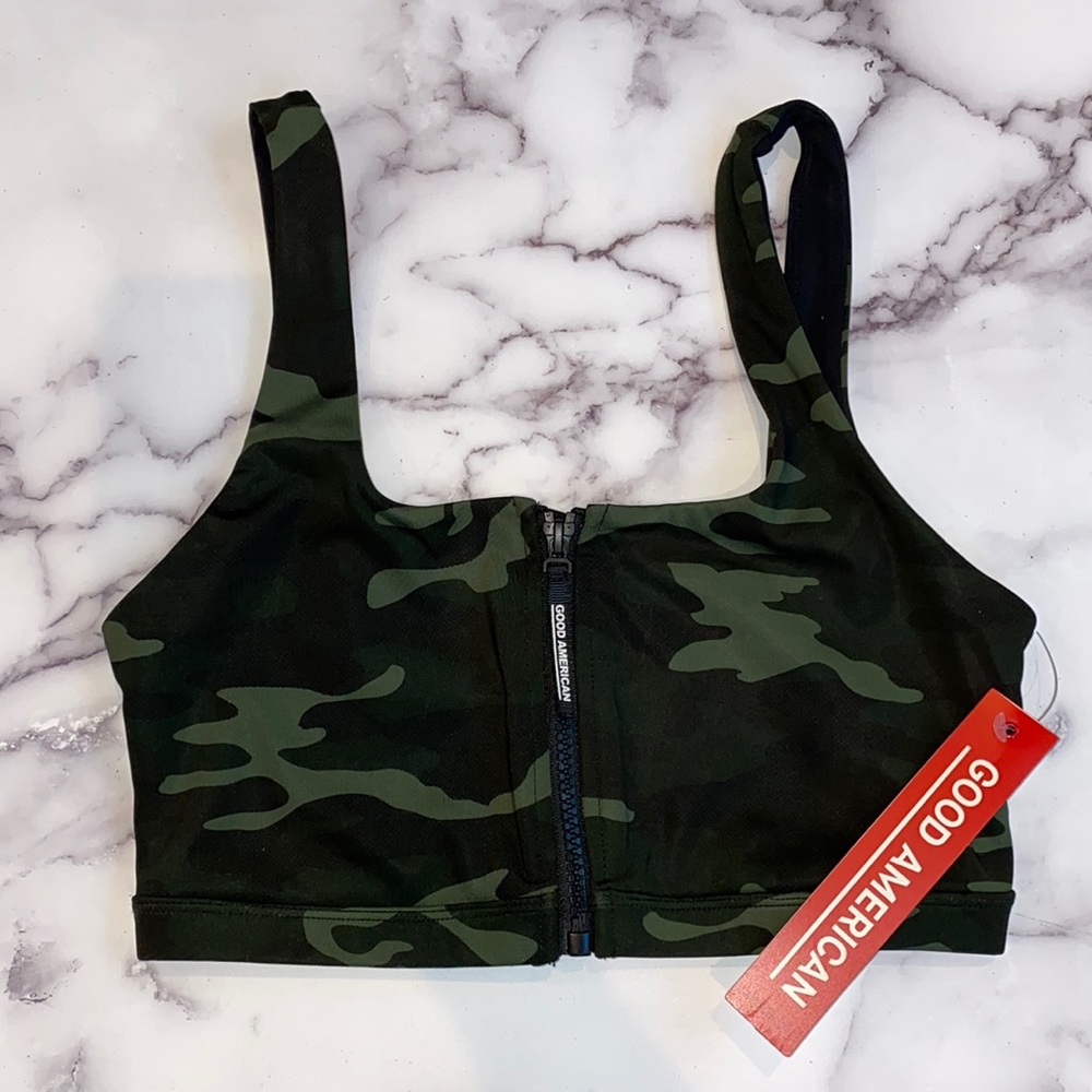 Good American - The Zip-Up Sports Bra - size 1/small